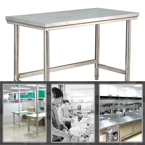 Single Level Stainless Steel Work Table Kitchen Prep Table Commercial Chopping Table Casework Stable Frame Work Table with Adjustable Legs Wide Application(100x40x80cm)