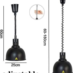 LINKANRUO Hanging Food Heat Lamp,Retractable Food Heating Lamp, with 250mm Food Warmer Lampshade and Bulb 250W, for Buffet,Kitchen,Restaurant,Catering Lamps