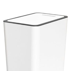 VIVIDPLOT Press Type Plastic Trash Can with Lid 15L Capacity White Bathroom Kitchen Garbage Bin