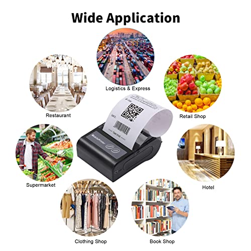 YDuupxe 80mm Thermal Printer BT USB Connection No Ink Needed with 2000mah Battery for Supermarket Restaurant Express Delivery Post Receipt