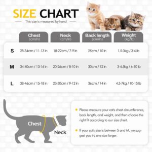 Cat Recovery Suit Female Cat Onesie for Cats After Surgery, Cat Surgery Recovery Suit for Spay Abdominal Wounds Anti Licking, Surgical Recovery Suit Bodysuits with Long Sleeves for Cats Kitten