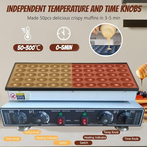 Electric Waffle Machine,Non-Stick Timer Waffle Maker - Temperature Control Muffin Maker Kitchen Pancakes Maker