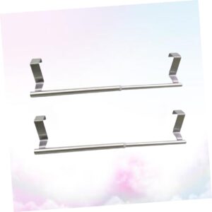 SHOWERORO 2pcs Bath Towel Rod Towel Holder Stand Towel Rack Kitchen Towel Hanger Towel Hanger Over Cabinet Towel Stand Towel Storage Rack Stainless Steel Rack Bathroom Accessories Silver