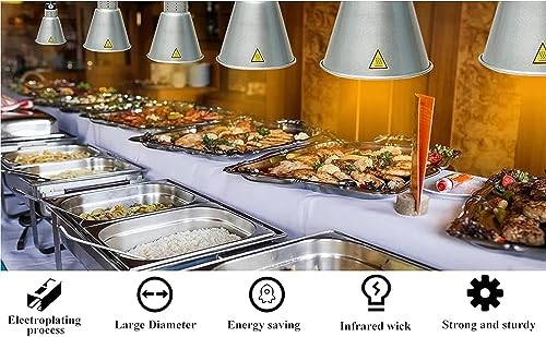 LINKANRUO Food Warmer Lamp Food Heat Lamp with Bulb 250W Commercial Food Service Heat Lamps Catering190mm Food Heating Lamp Restaurant Hanging Chandelier Lamps