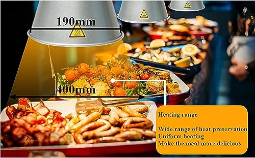 LINKANRUO Food Warmer Lamp Food Heat Lamp with Bulb 250W Commercial Food Service Heat Lamps Catering190mm Food Heating Lamp Restaurant Hanging Chandelier Lamps