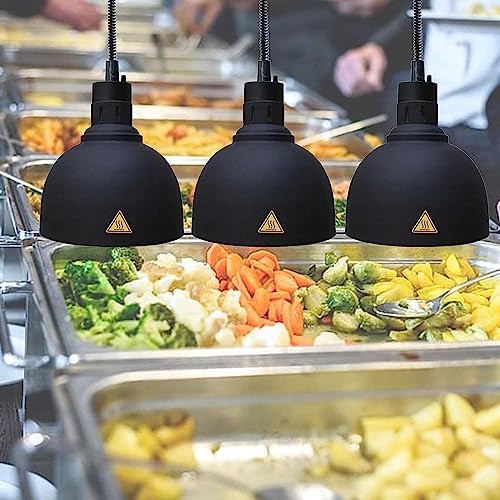 LINKANRUO Hanging Food Heat Lamp, Food Warmer Lamp Commercial, Telescopic Hanging Heating Lamp Tank Heating Lamps Commercial Heat Lamp for Serving Food Lamps(Silver)