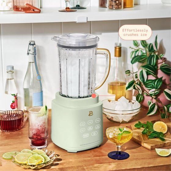 Beautiful PowerExact Blender System, 700W, 50oz Tritan Jar, 20oz Single-Serve Cup (Sage Green) by Drew Barrymore