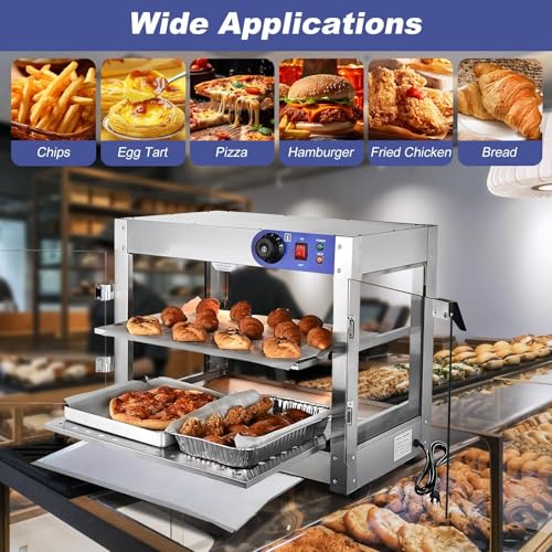 Commercial Food Warmers,110V Large Capacity Door Pastry Display Case for Restaurant,Commercial Countertop Food Warmer Display Electric Food Display Warmer for Pizza, Hamburger, and Food