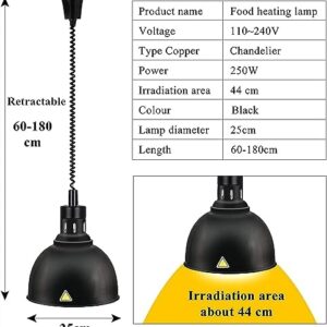 LINKANRUO Food Warmer Lamp Food Heat Lamp Telescopic Food Warme Buffet Food Heat Lamp Buffet Heating Lamp, 250W 25cm for Restaurant Heating Lamp Buffet Hanging Heat Lamps Lamps