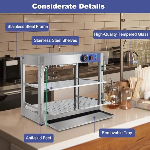 Commercial Food Warmers - 110V Large Capacity Door Pastry Display Case,Commercial Countertop Food Warmer Display Electric Food Display Warmer for Pizza, Hamburger, and Food