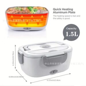 Adult Lunch Box Heating, 60 W Quick Heating Portable Food Heater Set for car Truck Travel, 1.5 L Heated Lunch Box self-Heating Working Food Heater