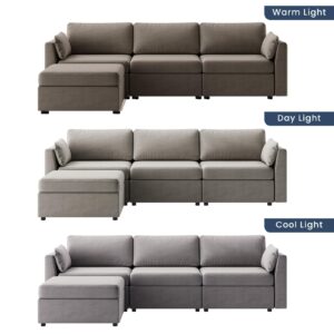 POVISON 115.35" Modular Sectional Oversized Modern Sofa for Living Room Large Sectional Couches Velvet Deep Seat Sofa Set 3 Seats Big Comfy Cloud Couch for House Office