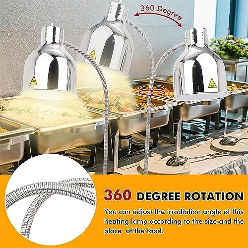 LINKANRUO Commercial Kitchen Warming Lamp, Portable Food Heat Lamp Food Warmer, Single/Double Buffet Sculpture Ramp Show Heating Conservation Light, Display Heating Preservation Light Lamps(A)