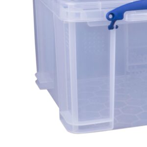 Really Useful Box 32 Liters Storage Bin Container with Snap Lid and Clip Lock Handles for Lidded Home and Office Storage Organization, 12 Pack