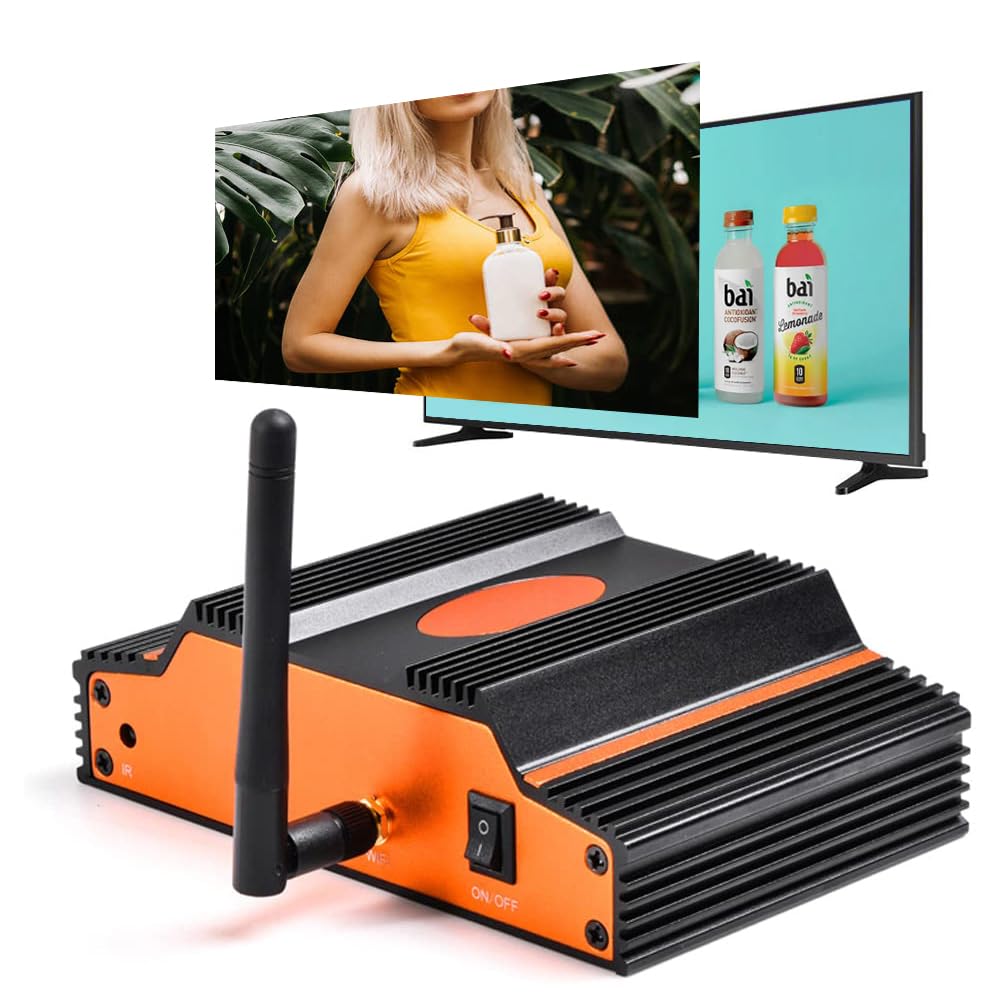 4K WiFi Digital Signage Media Player for TV, Remote Video/Image/Subtitle Playback, Split Screen