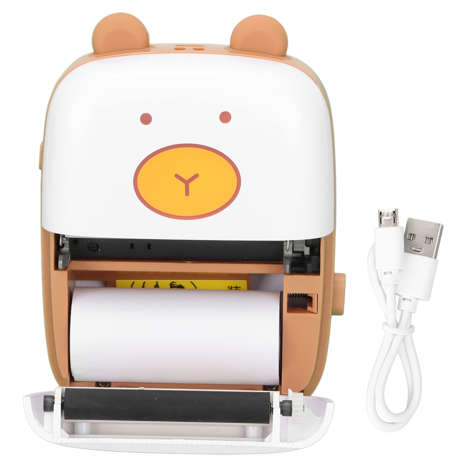 Portable Cute Bear Shape Mini Printer Plastic Photo Printer with Data Cable Print Paper for Students