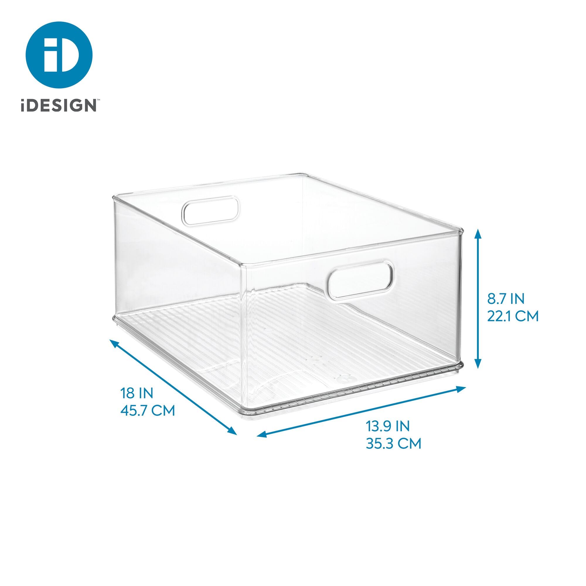 iDesign Recycled Plastic Stackable Storage Bin with Handles - Clear