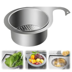 stainless steel swan sink strainer basket, multi-functional drain basket quick drain kitchen tools, swan drain basket for kitchen sink hangs on faucet fits all sink, kitchen gadgets (1)