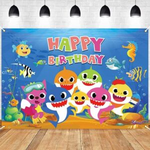 tuhi baby shark backdrop, baby shark party supplies, baby shark birthday decorations blue cartoon whale ocean photo background (blue, 5 ft x3 ft)