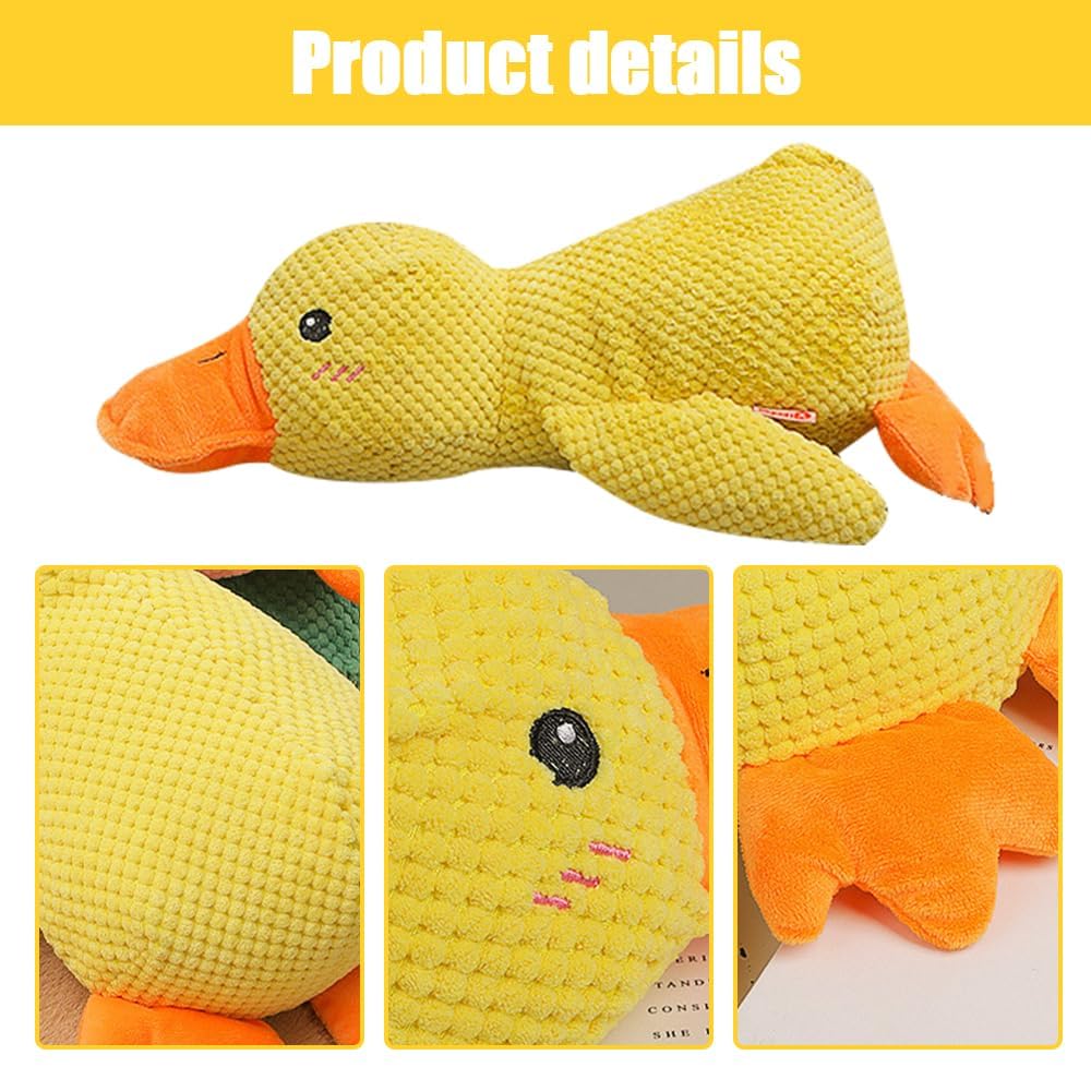 Koujut 2024 Upgraded Duck Dog Toys, The Mellow Dog Calming Duck, Durable Dog Calming Duck Dog Toys, Dog Toys for Aggressive Chewers, Yellow Stuffed Duck Dog Toys Puppy Toys (2 Pack, Large)