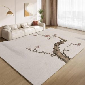 cherry blossom tree area rug 6x8 japanese girl bedroom rugs pink flower short pile non-slip carpet machine washable non slip foldable for livingroom nursery bedside indoor decor