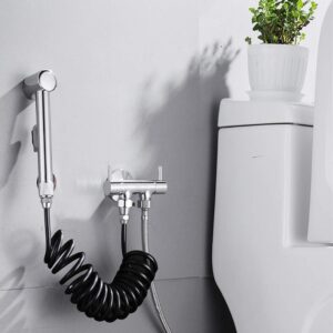 Spring Flexible Bidet Sprayer Hose, Black PU Handheld Sprayer Hose Accessory, Bidet Sprayer Tube for Most Toilets, Large Water Pressure