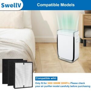 SwellV 3000 Filter Replacement Compatible with 3000, 3000M, 3000 Pro, Includes 2 Filters, 2 Activated Carbon and 6 Extra Carbon Pre-Filters (2+2+6)