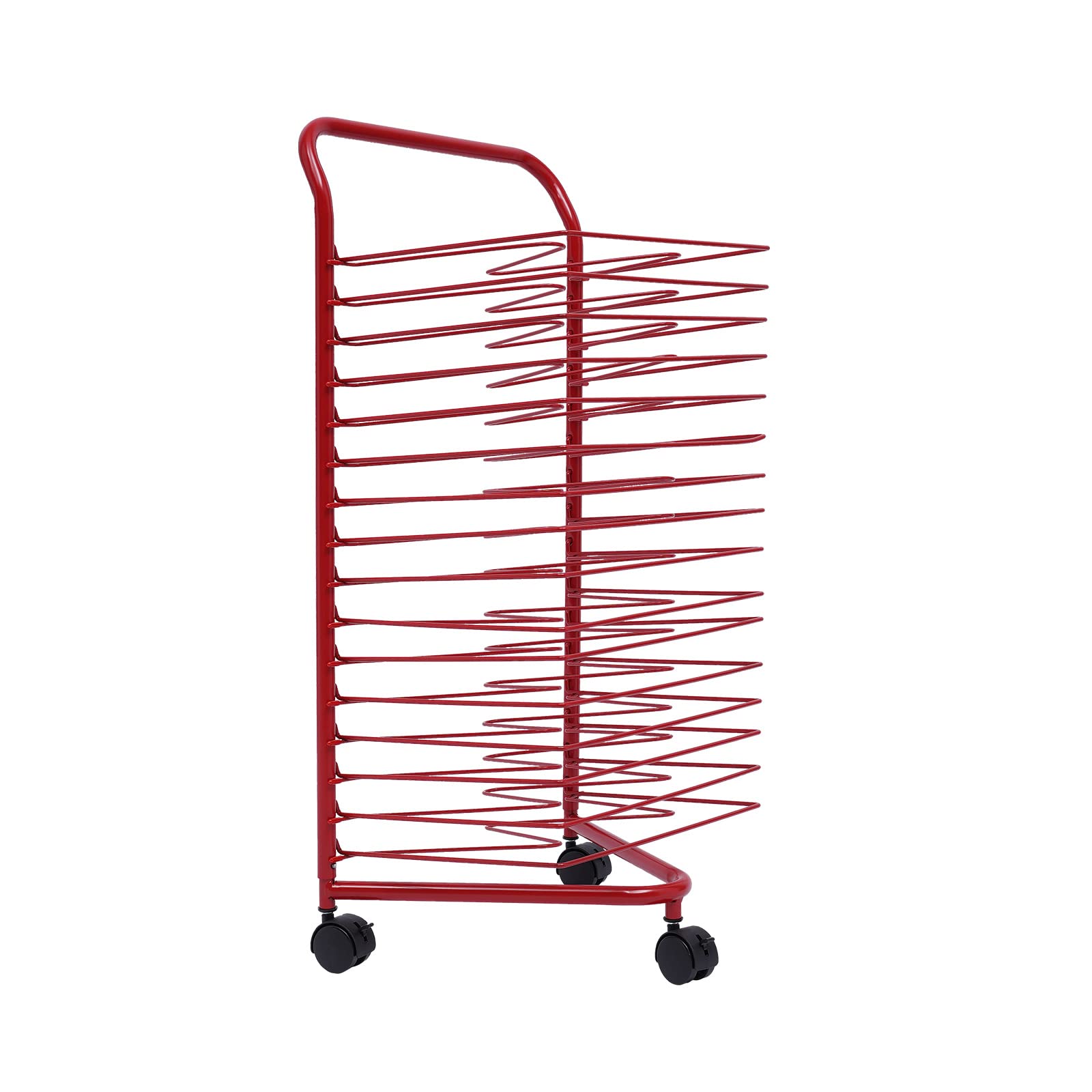 MuChaIOAK Classroom Paint Drying Rack, Red Art Drying Rack 2.2Lbs Cast Iron, Functional Mobile Paint Drying Rack for Home Classrooms Studios Painting Stores(16 Layers)