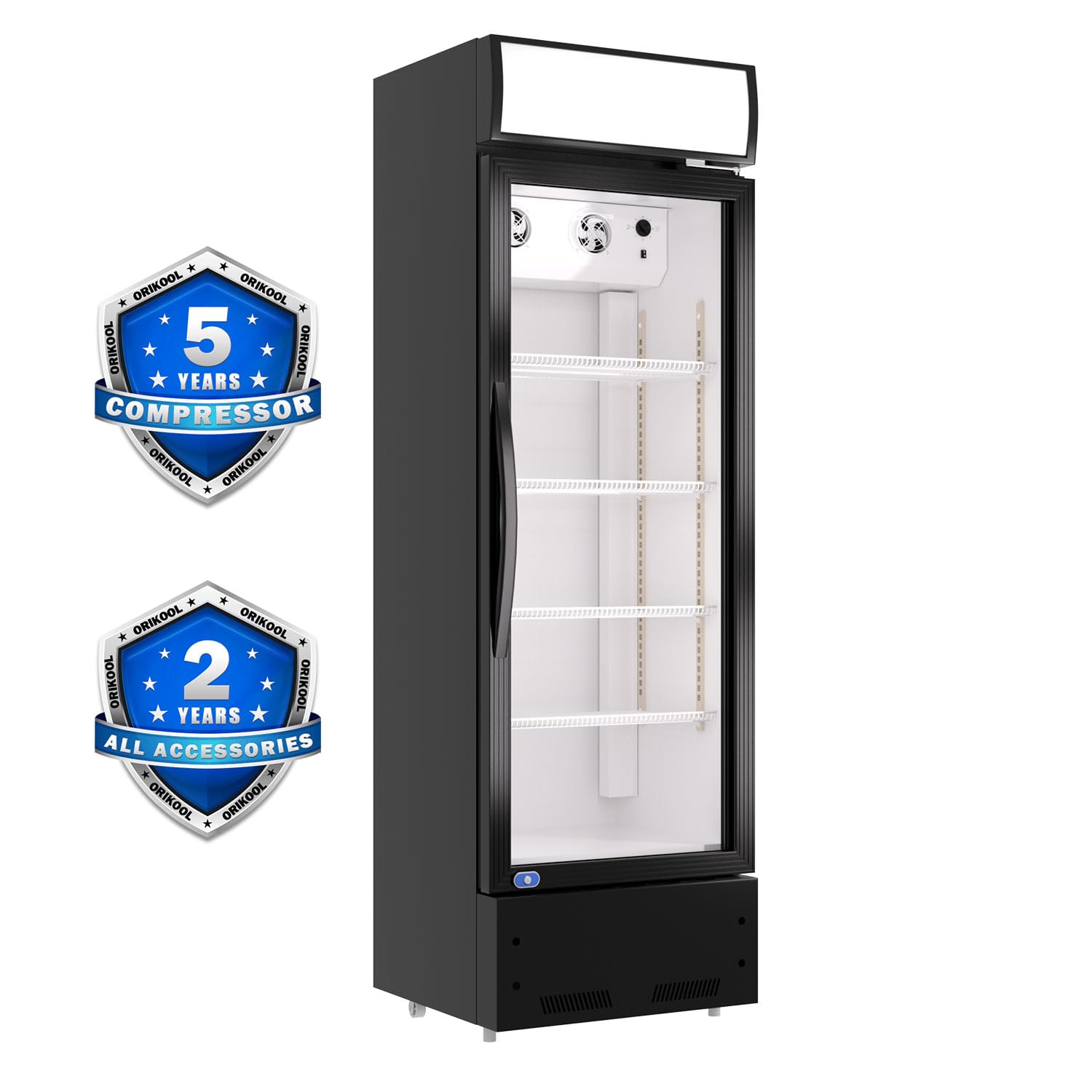 okeyolive 11 Cu Ft Commercial Merchandiser Refrigerator, Glass Door Upright Display Fridge with LED Lighting, Large Freestanding Beverage Cooler