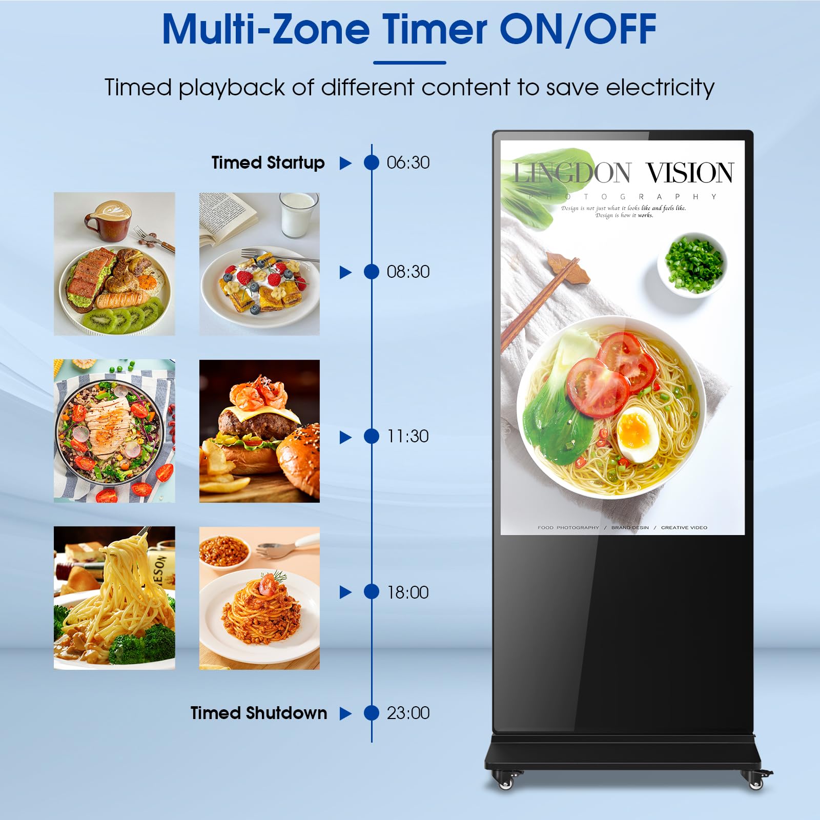 antfraer 55Inch Digital Signage Floor-Standing 4K Digital Signage Kiosk, Touch Screen Totem for Indoor LCD Advertising Display, Android 11.0 OS with WiFi & HD Inputs Digital Signage Displays