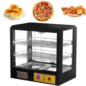 hot food display case, 3-tier glass door pastry display case, 500w food buffet display for pastry, sandwich, energy-saving restaurant warmer