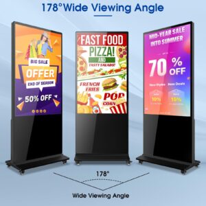 antfraer 55Inch Digital Signage Floor-Standing 4K Digital Signage Kiosk, Touch Screen Totem for Indoor LCD Advertising Display, Android 11.0 OS with WiFi & HD Inputs Digital Signage Displays