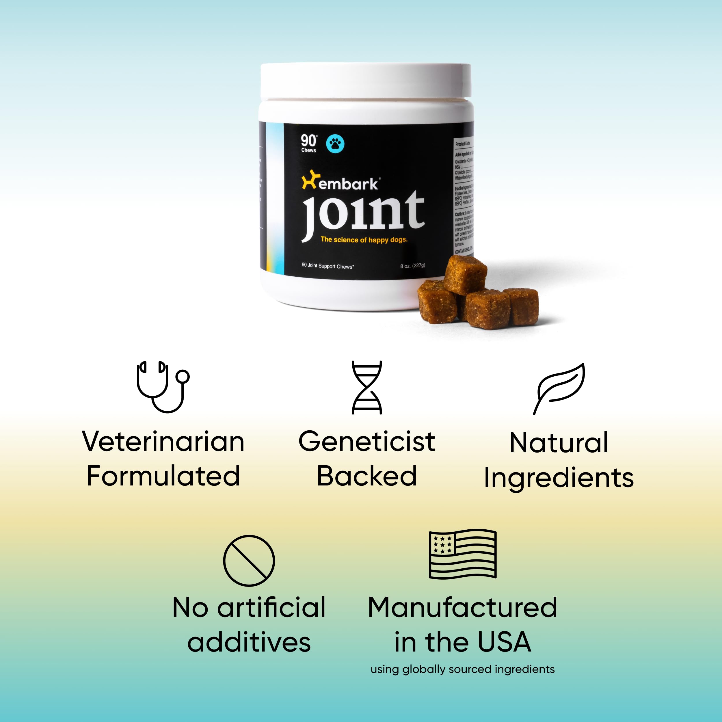 Embark Joint Supplement for Dogs – Glucosamine, Chondroitin, Hip and Joint Supplement, Supports Joint Health– Vet-Formulated with All-Natural Ingredients – 90 Soft Chews for Small and Large Breed Dogs