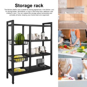 GlamorLuxe Kitchen Storage Rack Microwave Oven Stand with Wheels High Load-Bearing Capacity 4 Tier Utility Storage Rack Metal Shelving Units, 31.5" W x 12.6" D x 42.52" H