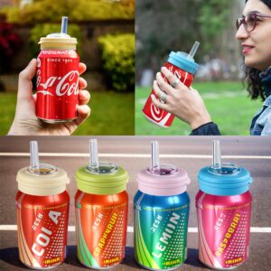 4 Pcs Soda Can Lids,Soda straw can lid For Fits standard soda cans、pop can lids、Beer、Seltzer，BPA-free reusable can covers for soda（4 colors）