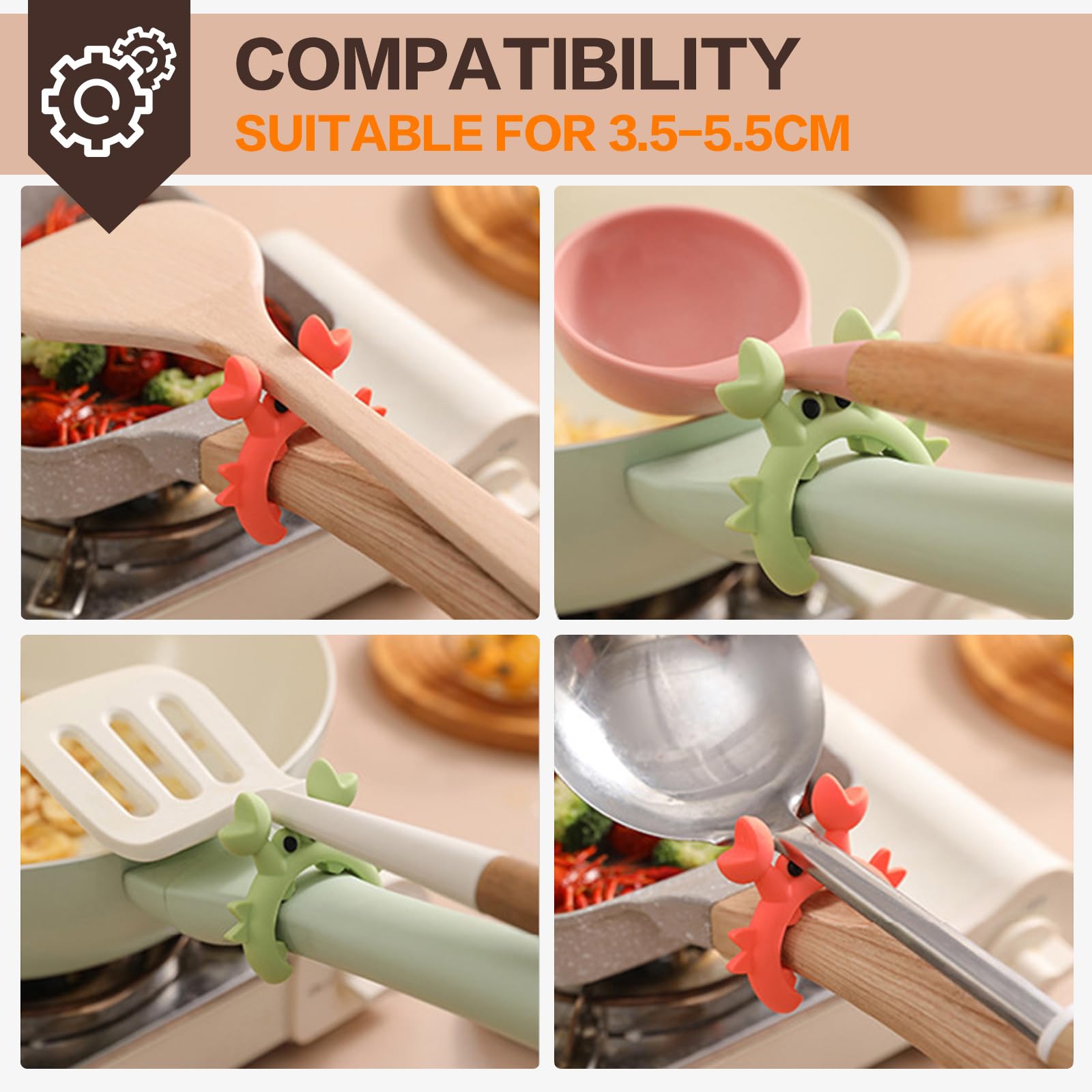 Crab Spatula Holder, Crab Shaped Silicone Spatula Holder Anti-scalding, Adjustable Crab Utensil Holder, Crab Spoon Holder For Pot Boil Over Spill Stopper,cute Creative Crab Gifts 4 Pcs (rad)