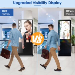 antfraer 55Inch Digital Signage Floor-Standing 4K Digital Signage Kiosk, Touch Screen Totem for Indoor LCD Advertising Display, Android 11.0 OS with WiFi & HD Inputs Digital Signage Displays