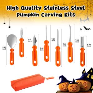 Pumpkin Carving Kit with 12PCS Halloween Pumpkin Teeth, Stainless Steel Sculpting Tools, Carving Knife Set for Halloween Decoration Jack-O-Lanterns, Pumpkin Cutting Supplies Gift for Halloween(20PCS)