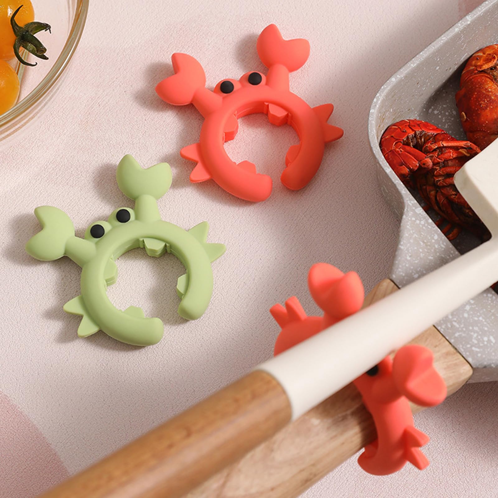 Crab Spatula Holder, Crab Shaped Silicone Spatula Holder Anti-scalding, Adjustable Crab Utensil Holder, Crab Spoon Holder For Pot Boil Over Spill Stopper,cute Creative Crab Gifts 4 Pcs (rad)