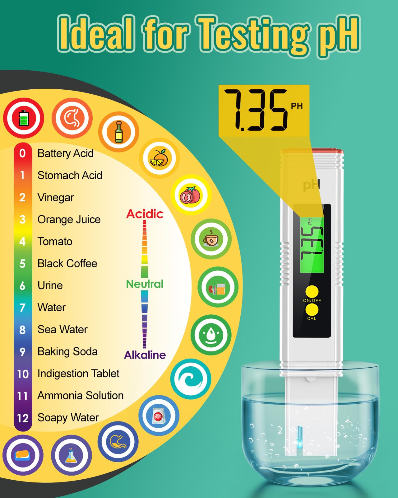 PH Meter for Water, PH Tester 0.01High Accuracy Water Quality Tester with 0-14 PH Measurement Range, PH Meter for Household Drinking, Pool, Aquarium, Aquaculture, Lab, Beer Brewing & Wine