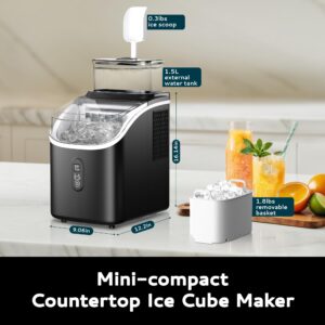 Countertop Ice Maker Machine, 34 Lbs, 16 Cubes in 13 Mins, Auto-Clean, Black