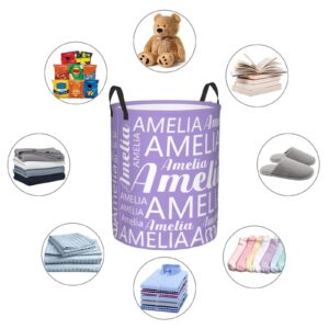 Personalized Laundry Basket Custom Name Laundry Hamper Dirty Clothes Storage Basket with Handles For Boys Girls Women Men