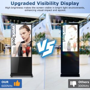 antfraer 43" Digital Signage Kiosk, Touchscreen 2K Digital Signage Player, Android 11.0 OS Auto Media Player, Indoor Advertising Display Totem with WiFi & HD Inputs Digital Signage 4GB RAM& 32GB ROM