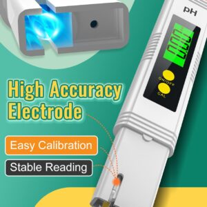 PH Meter for Water, PH Tester 0.01High Accuracy Water Quality Tester with 0-14 PH Measurement Range, PH Meter for Household Drinking, Pool, Aquarium, Aquaculture, Lab, Beer Brewing & Wine