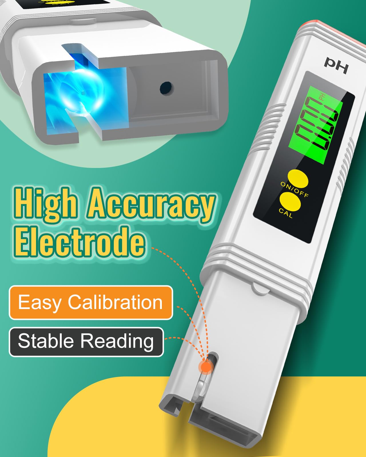 PH Meter for Water, PH Tester 0.01High Accuracy Water Quality Tester with 0-14 PH Measurement Range, PH Meter for Household Drinking, Pool, Aquarium, Aquaculture, Lab, Beer Brewing & Wine