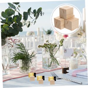 Cabilock 10pcs Business Card Bottom Seat Party Number Clip Wedding Rustic Place Card Holders Centerpieces Tabletop Accessories Wedding Cards Decor Picture Accessory Wooden