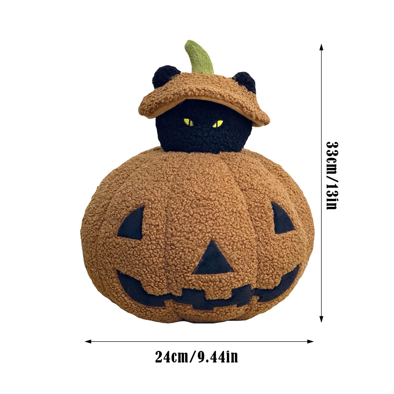 Halloween Black Cat Pumpkin Toy Pillow Holiday Pillow Halloween Pumpkin Plush Toy, Cute Cat Hides in Pumpkin Pillow，Cat Pumpkin Peeping Plush Pillow Home Decoration