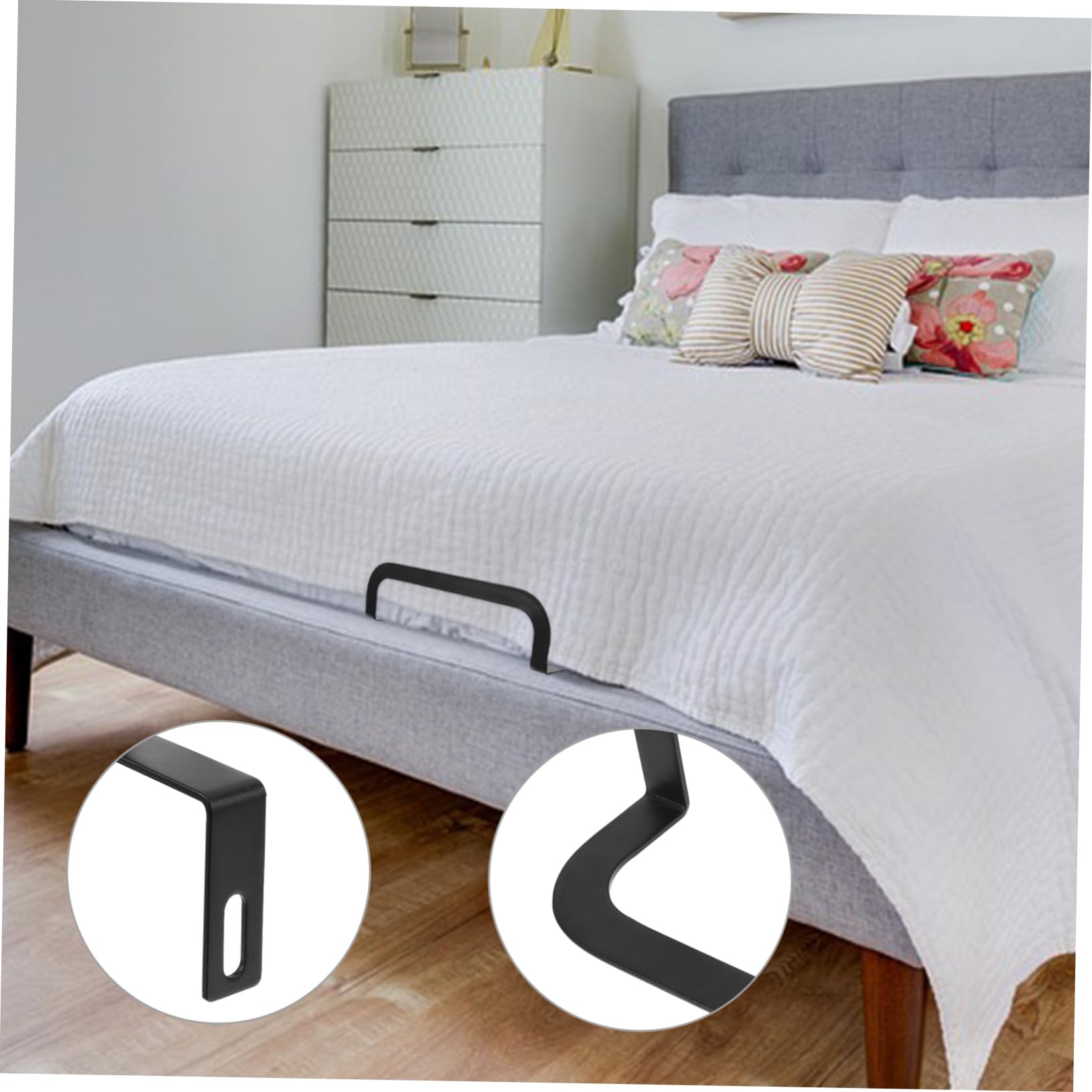 SHOWERORO Mattress Retainer Bed Frame Mattress Holder Hanging Comforter Mattress Grippers Hooks Mattress Rack Mattress Fasteners Keep Mattress from Sliding Mattress Slide Stopper Iron Black