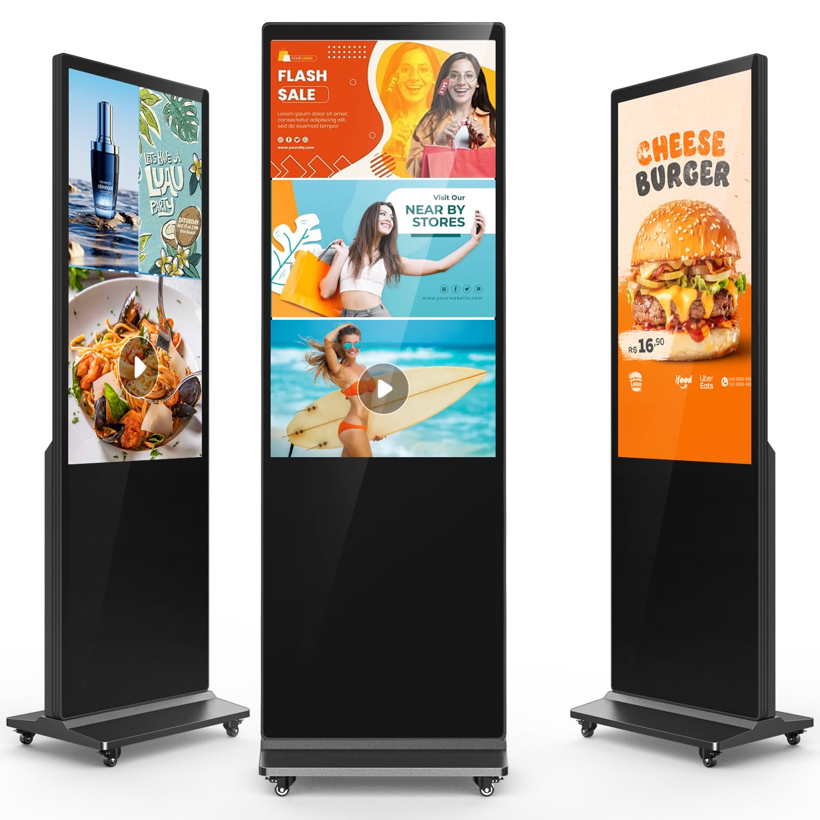 antfraer 43" Digital Signage Kiosk, Android 11.0 OS Auto Media Player, Touchscreen 2K Digital Signage Player, Indoor Advertising Display Totem with WiFi & HD Inputs Digital Signage