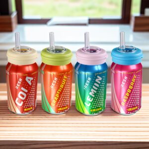 4 Pcs Soda Can Lids,Soda straw can lid For Fits standard soda cans、pop can lids、Beer、Seltzer，BPA-free reusable can covers for soda（4 colors）